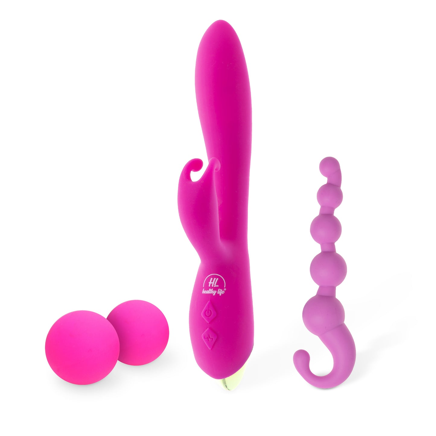 Sada Vibrátor, Tantrické a Anální kuličky - Růžový říjen